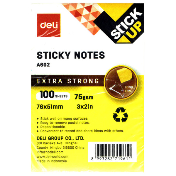 Giấy nhớ 3x2 (100 tờ) (Vàng) (A602) (Deli)